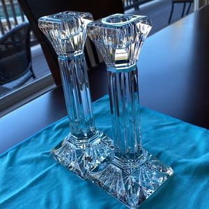 New Elegant Waterford 8” Crystal Candlesticks